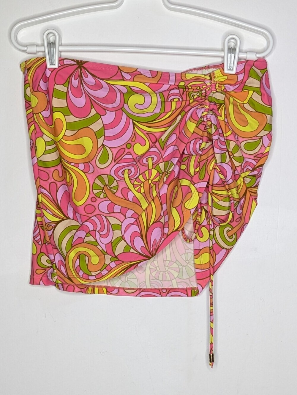 Blackbough Groovy Pink Yellow Green Mushroom Psychedelic Swim Coverup Skirt L